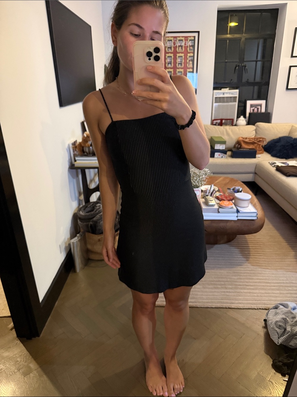 Urban Outfitters Black Ribbed Slip Mini Dress